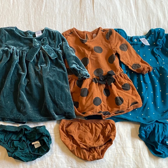 Carter's Other - Carter's Teal, Rust & Dark Teal Girls Dress Set